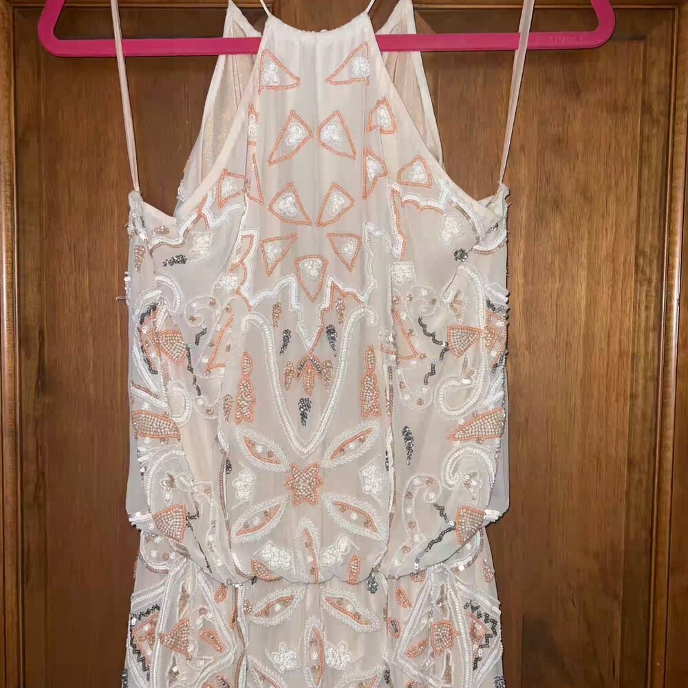 Lotus Threads Western Beaded White Fringe Dress